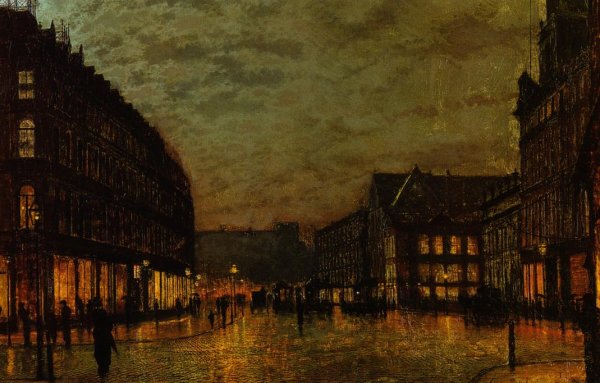 Boars Lane, Leeds by Lamplight